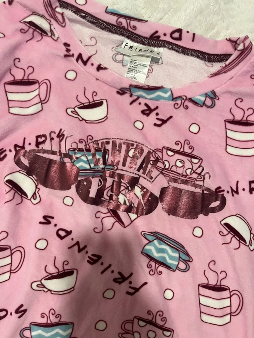 Pink 'Friends' Pattern Kids Pajama Top